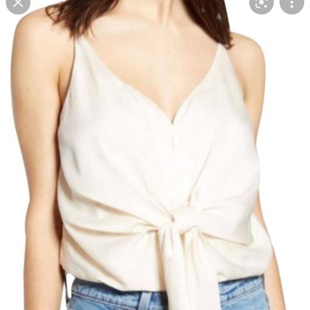 J.O.A tie crepe bodysuit in cream size small